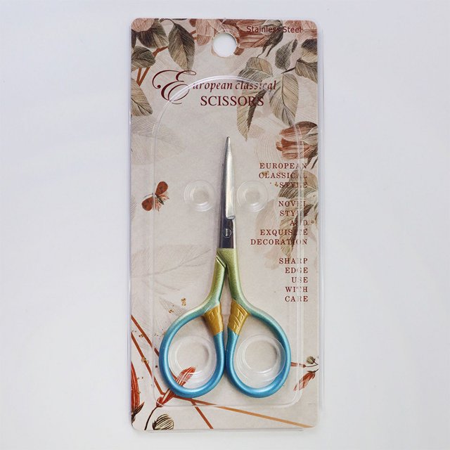 Tijeras para cejas de acero inoxidable, tijeras retro con relieve, tijeras pequeñas con diseño de flores oxidadas para el hogar, mini tijeras portátiles para té