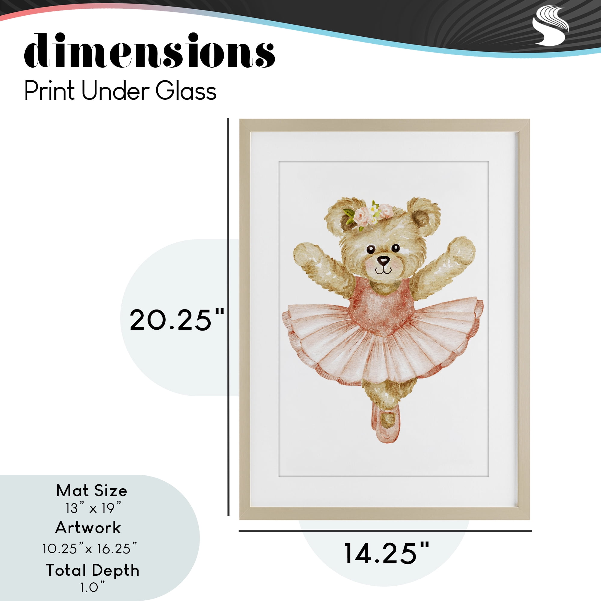 Teddy Bear Ballet Tutu Birch Framed Print Under Glass, design by Amy Hall