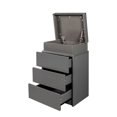 thumbnail image 2 of Nightstand with 3 Drawers, Modern High Gloss Bedside Table with LED Light and Openable Tabletop, Wood Side Table with Large Storage Space for Bedroom, Living Room, Gray, 2 of 7