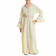 thumbnail image 4 of XQYLOS Girls Islami𝖼 Kaftan Dress Long Bell Sleeve Maxi Robe Belted Musli𝗆 Abaya Thobe Prayer Kids 𝖣ubai Traditional Eid Ramadan Festival Elegant Design, 4 of 9