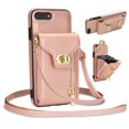 thumbnail image 1 of Mantto for iPhone 8 Plus/7 Plus Back Zipper Wallet Case with Detachable Shoulder Strap,Luxury Metal Buckle Card Slots Shockproof Premium PU Leather Stand Crossbody Phone Case for Women Men,Rosegold, 1 of 13