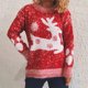 thumbnail image 1 of ICHUANYI Clearance Christmas Fawn Snowflake Ladies Casual Print Long Sleeve Round Neck Pullover Sweater Top(Red, S) ICHUANYI WER2023081504733, 1 of 5