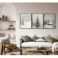 thumbnail image 2 of Hieng Winter Snow Scene Wall Art Vintage Christmas tree Old Red Barn Canvas Prints Forest Landscape Snow Painting Pictures Winter Trees Farmhouse Aesthetics Posters Wall Decor Unframed, 2 of 6