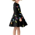 thumbnail image 2 of Suhoaziia Black Midi Dresses for Women with Designs for Little Girls Size 5-6 Years Xmas Coloured Light Bars Jumpskirt Round Neck Corset Playwear Winter Home Party Twirl Skirt with Sleeves, 2 of 6