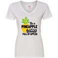 thumbnail image 3 of Inktastic Be a Pineapple In a World Full of Apples Women's V-Neck T-Shirt, 3 of 5