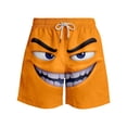 thumbnail image 4 of VNKIDY Boys Swim Trunks Kids Funny Face Prints Elastic Drawstring Waist Quick Dry Breathable Beach Shorts For Beach Pool Summer Wear Trendy Bottoms Orange 9-10 Years, 4 of 4