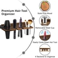 thumbnail image 4 of Hair Tool Organizer Wall Mounted - Wooden Dryer Holder, Blow Dryer Holder for Bathroom, Rustic Styling Tools Organizer for Flat Iron, Curling Wand, Hair Straighteners, Brushes, Brown, 4 of 8
