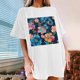 thumbnail image 2 of Faldas Cortas para Mujeres, Impresión de Flores Casual Oversized Camiseta de Manga Corta Top Hecho de 95% Poliéster 5% Spandex para Primavera Verano, Falda Corta de Verano, 2 of 7