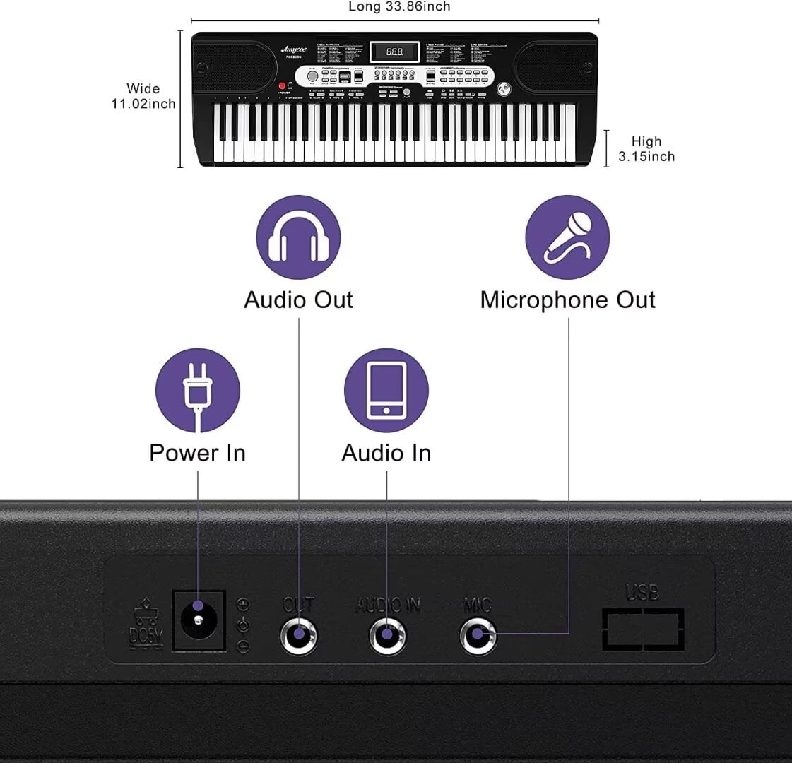 Keyboard Piano, 61 Key Electric Piano Keyboard Sets for Beginners and Kids, Portable Keyboard Teaching with Microphone and Accessories for Birthday or Christmas Gift