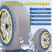 2 Pack Snow Socks for Tires,Snow Traction Device for Passenger Cars Trucks Winter Emergency Accessory,Anti-Skid Tire Socks,Snow Traction Device-Winter Emergency Kit(Grey Blue Yellow Model 6006)