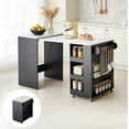thumbnail image 1 of MELLCOM Extendable Kitchen Island,Mobile with Storage,2 Side Shelves,Suitable as Dining Table,for Dining Room/Open Kitchen/House Bar,21.5x15.7 to 52x21.5 Inch,Black, 1 of 5