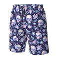 thumbnail image 4 of Fuzoiu Skull flower white blue Print Men's Beach Shorts,Men's Swim Trunks,Quick Dry Board Shorts with Pockets,Men's Bathing Suits for Surfing, Running, and Casual Wear-3X-Large, 4 of 6