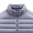 thumbnail image 3 of Herrnalise Casual Fashion New Men's Down Padded Jacket Lightweight Stand Collar Jacket Hoodless Casual Outwear Jackets Gray, 3 of 5