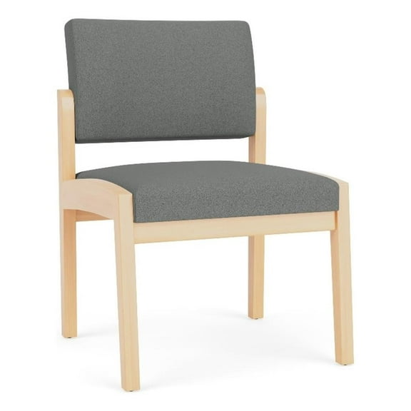 Lenox Wood Reception Waiting Armless Guest Chair / Natural Wood / Light Gray
