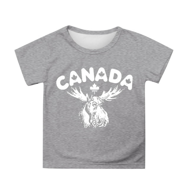 GDREDA Canada Day T-Shirt à Imprimé Drapeau Canada Day T-Shirt à Manches Courtes pour Filles T-Shirt d'Été à Col Rond Coupe Décontractée T-Shirts Basiques