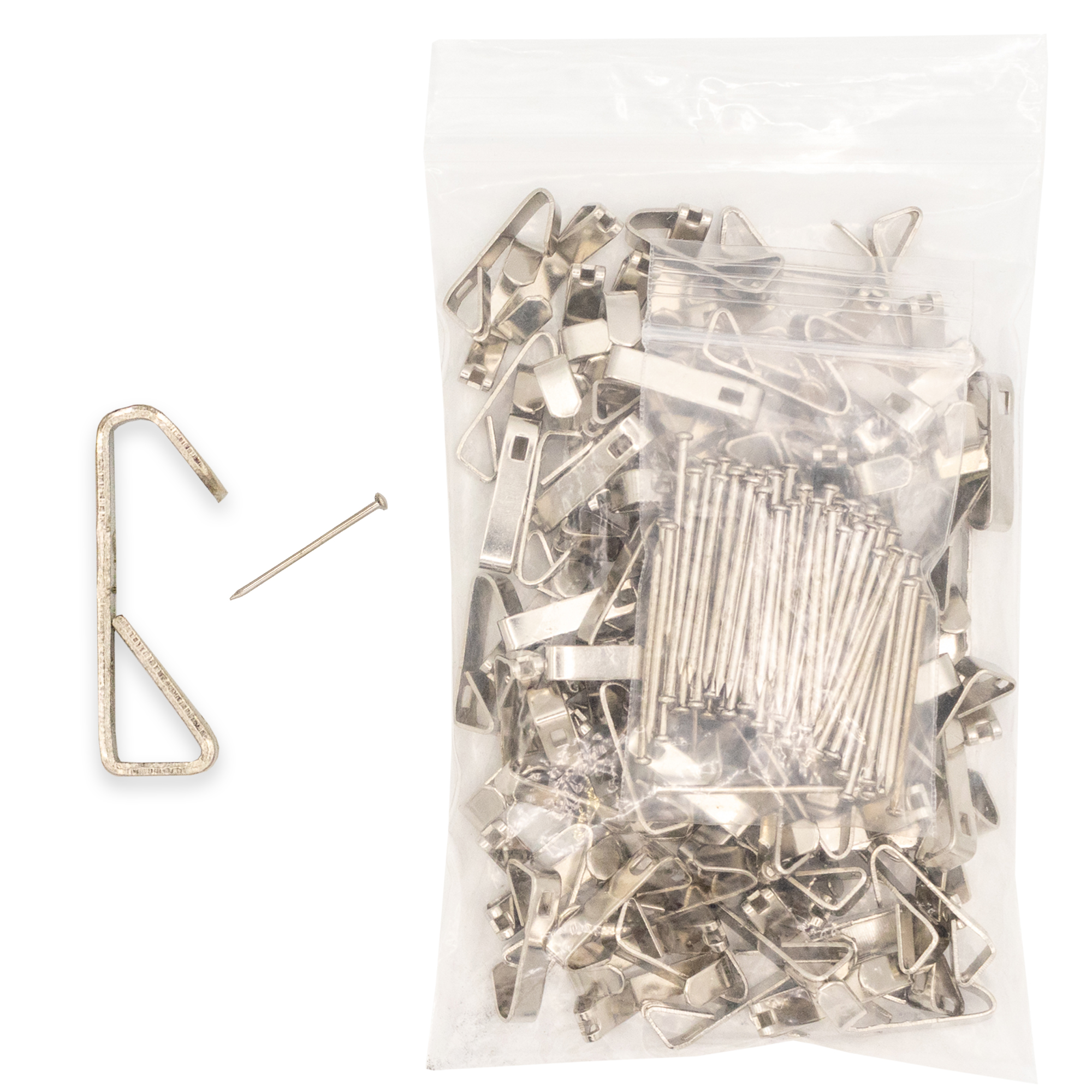 30 lb Picture Hangers, Supports up to 30 Pounds, Set of 100 (100 Hangers & 100 Nails)
