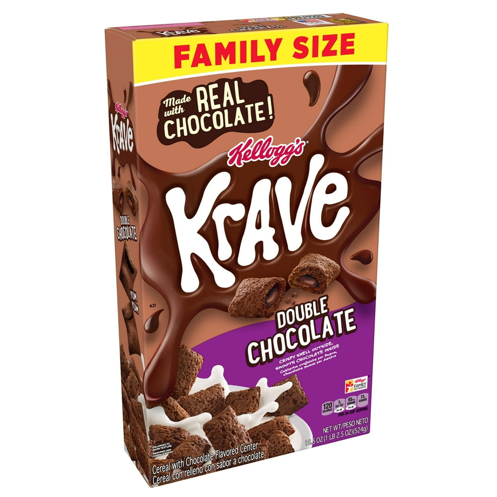 Kellogg's Krave Double Chocolate Breakfast Cereal 18.5 oz. Box
