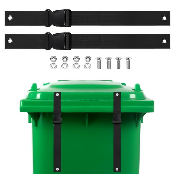 Uxcell 2-Set Trash Can Locks for Animals, 17 Inch Buckle Type Raccoons Bear Proof Garbage Strap Lid Garbage Can Lock [Black]