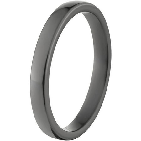 3mm Flat Black Zirconium Ring with a Polished Finish