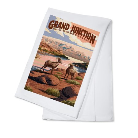

Grand Junction Colorado Bighorn Sheep Press Artwok (100% Cotton Tea Towel Decorative Hand Towel Kitchen and Home)