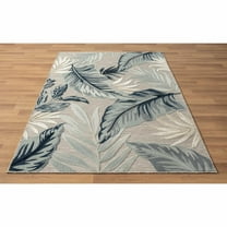 HomeRoots 5' X 7' Blue And Gray Floral Stain Resistant Indoor Outdoor Area Rug