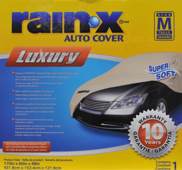 Rain X Car Cover Chart