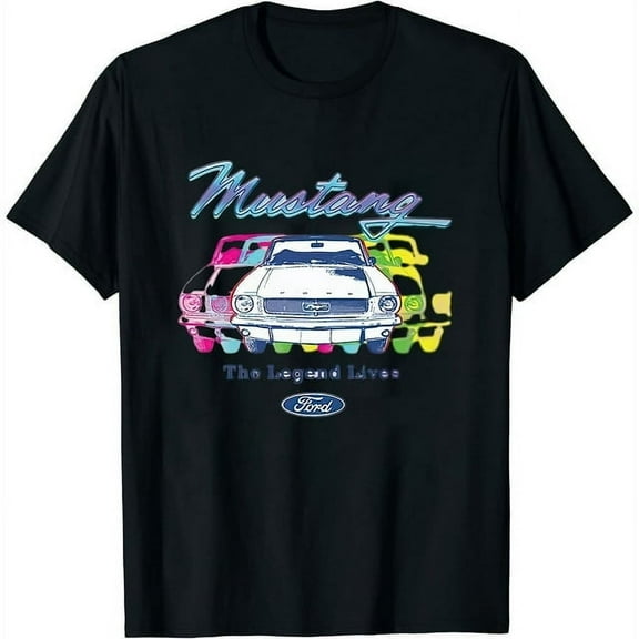 Womens Ford Mustang Neon Vintage Muscle Car Legend Lives Cars And Trucks Unisex Crewneck Graphic Sweatshirt Black