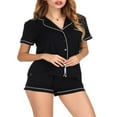 thumbnail image 3 of CHOK Ensemble de Pyjama pour Femmes en Coton, Chemise à Manches Courtes et Shorts avec Poches, 3 of 7