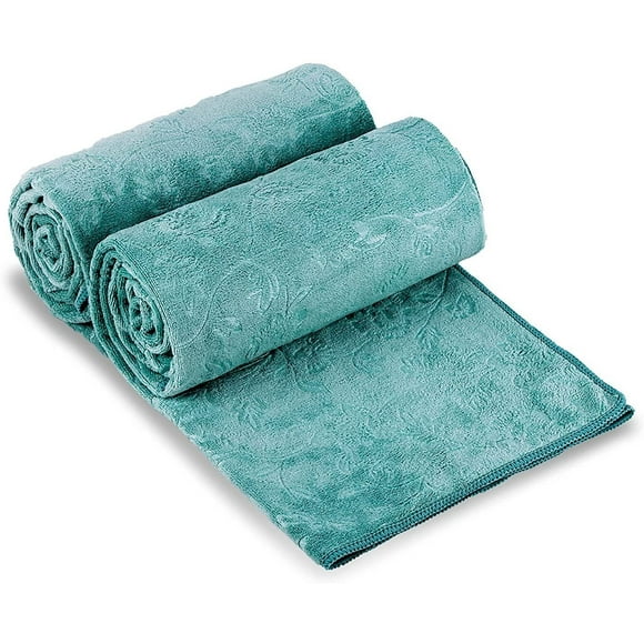 Paquete de 2 toallas JML de microfibra de gran tamaño, 102 x 203 cm, color verde