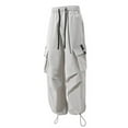 thumbnail image 4 of Dagegui Men's Big and Tall Athletic Pants Drawstring Elastic Waist Straight Leg Pleated Cargo Pant Outdoor Hiking Camp Fishing Trousers Gray 3XL, 4 of 4