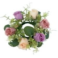 thumbnail image 2 of Small Floral Candle Wreaths - 2.9" White Rose Rings for Wedding Tables, Spring Decor & Christmas Centerpieces - Mini Candle Collars, 2 of 7