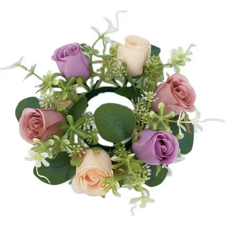 

Small Candle Rings Wreaths Flower Candle Rings Flower Garland For Tables Realistic Rose For Wedding Centerpieces Flower Arrangement Home