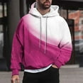 thumbnail image 2 of TFEOQRY Men's Hooded Sweatshirts Light and Shadow Design Printed Pullover Long Sleeve Hooded Tops Sweatshirt Hot Pink, 2 of 6
