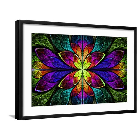 Art.com Multicolor Beautiful Fractal Pattern Art Print by velirina, Black Frame Wall Art, 29" x 21"