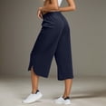 thumbnail image 5 of Women's Casual Solid Color Drawstring Sports Capri Pants Summer Elastic Waist, 5 of 5