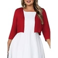 thumbnail image 3 of SEWIFY Women's Plus Size Bolero Cropped Cardigan Lightweight 3/4 Sleeve Shrug Sweaters for Dresses,1X-4X, 3 of 9