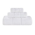 thumbnail image 3 of Superior Zero Twist 3-Piece Cotton Towel Set, Waffle Border Ultra Doft Quick Dry Towels, White, 3 of 13