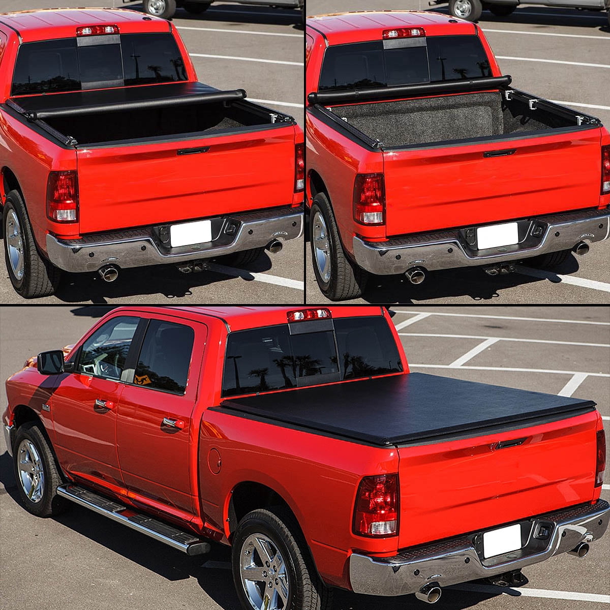 DNA Motoring For 09-22 Dodge Ram 1500 5.7 Ft Fleetside Truck Bed Soft Top Roll-Up Tonneau Cover