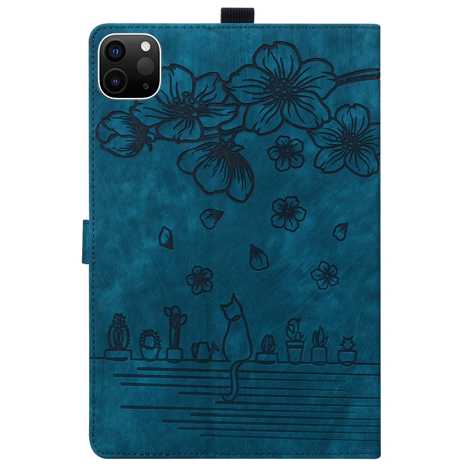 Allytechgroup Premium iPad Air 11 Case 2024 - Stylish Sakura Embossed Shockproof Tablet Case Cover for Apple iPad Air 11 Inch 2024 with Auto Sleep/Wake, Flip Cover, Stand & Pencil Holder, Blue