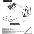 thumbnail image 5 of Missfive Premium Folding Reading Glasses with Durable Case, Portable Lightweight Travel Readers Pocket Collapsible Presbyopia Eyewear, Blue, 1.75x, 5 of 6