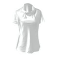 thumbnail image 3 of Womens Fashion Dressy Tops Short Sleeve Cowl Neck Shirts Classy Blouses (White S), 3 of 4