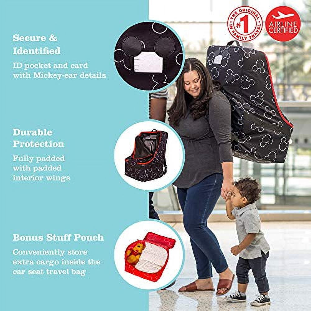 Disney Baby by J.L. Childress ULTIMATE Padded Backpack Car Seat Bag - Travel Bag for Airplane - Mickey Mouse Black