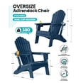 thumbnail image 2 of Cobiod Oversized Folding Adirondack Chairs Set of 4, HDPE All-Weather Patio Firepit Chair with Double Holders, For beach, pool, garden, Navy, 2 of 9