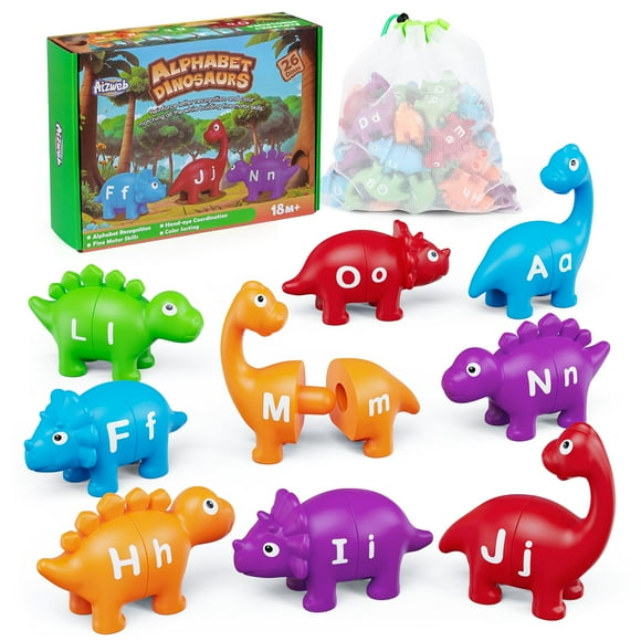 Aizweb Alphabet Learning Toys,Dinosaur Color Sorting Matching Letter Game for Toddlers,Preschool Kindergarten Learning Activities Classroom Must Haves,Montessori Educational ABC Fine