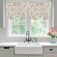 thumbnail image 5 of Pastoral Flowers Tie Up Curtain 63 Inches Long, Khaki Flower Farm Vintage Linen Texture Balloon Style Kitchen Window Curtain Over Sink, Small Window Rod Pocket Curtain 42"x63", 5 of 9