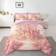 thumbnail image 1 of YST Castle Twin Size Comforter Set, Dreamy Rainbow Printed Bedding Sets For Bedroom, Roses Flower Princess Kids Adults Soft Comforter, Pink White Butterflies Microfiber Down Comforter, 1 of 6