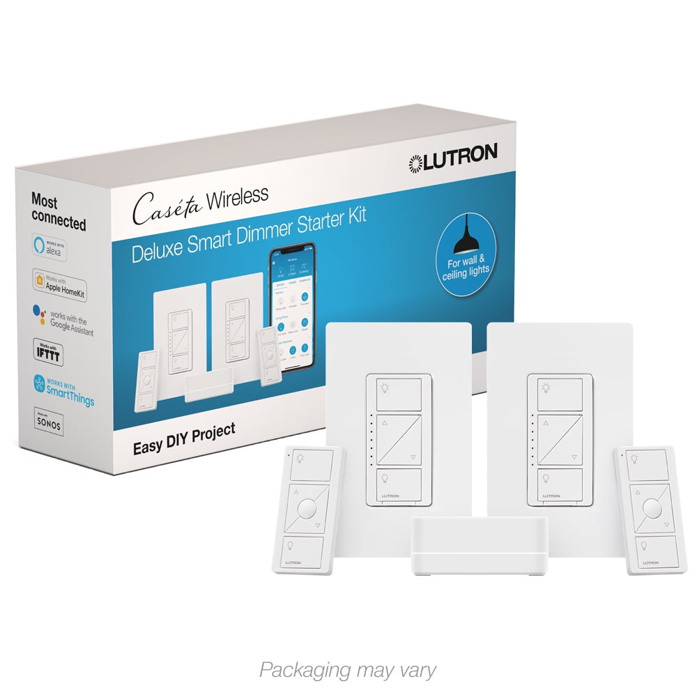 Lutron Caseta Wireless Smart DELUXE Kit w/ 2 Plug-in Dimmers & 2 Pico Remotes 