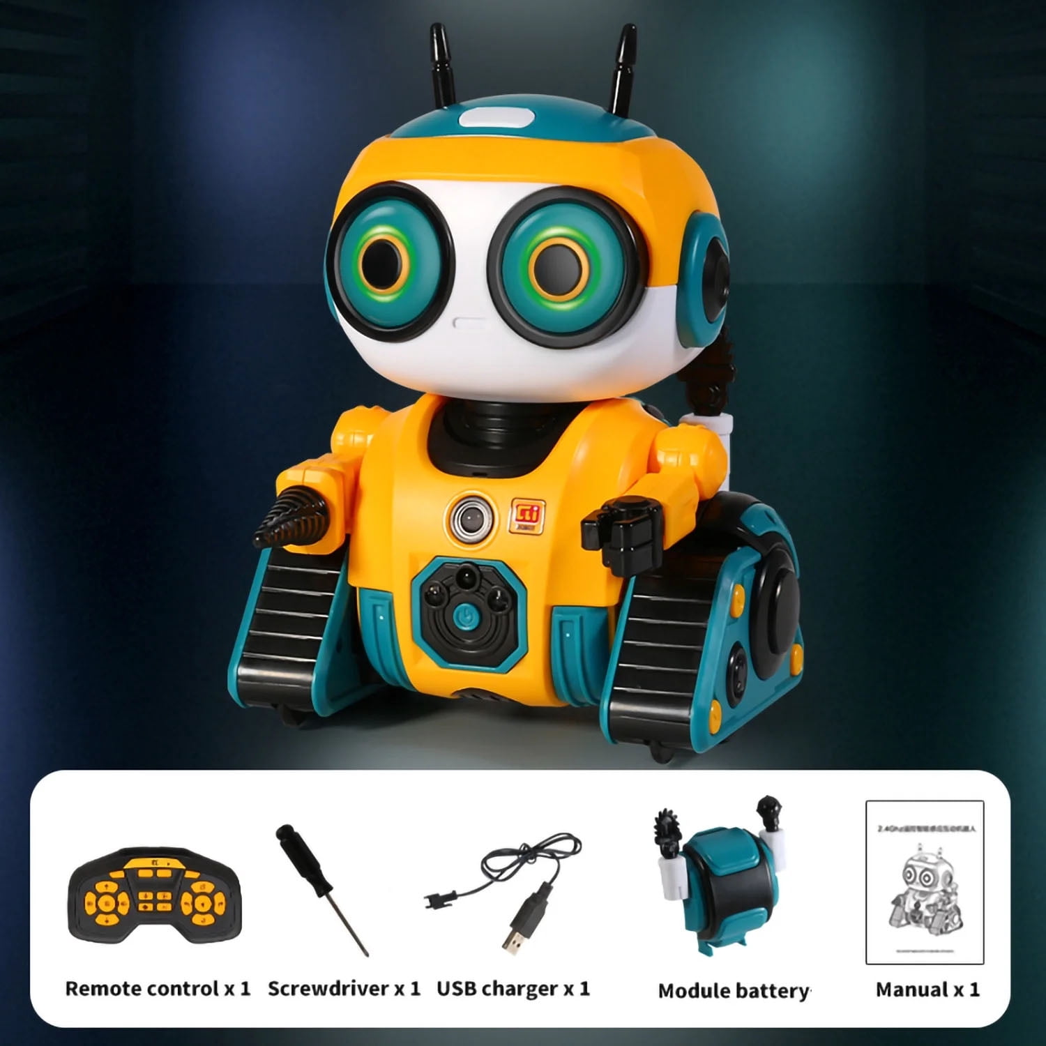 Ficcug Remote Control Robot Toys for Kids,Recording/Voice changing/Touch Sensing,Educational Programmable Interactive Smart Cute Robot for 3-6 Year Old Boys Girls Toddlers,Yellow