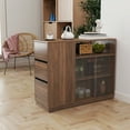 thumbnail image 3 of Living Room Cabinets Kitchen Sideboard, Small Countertop Organizer, Tabletop Cabinet with 2 Glass Sliding Door,3 Side Drawers & 1 small display shelves, Counter Cabinet for Kitchen, Living Room, Din, 3 of 17