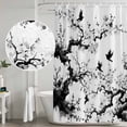 thumbnail image 5 of Chinese Painting Shower Curtain, Waterproof Shower Curtains for Bathroom, Traditional Culture Cool Bird Tree Branch Washable Fabric Bathtub Curtain Set Bath Decor with 12 Hooks Long 72"x84", 5 of 8
